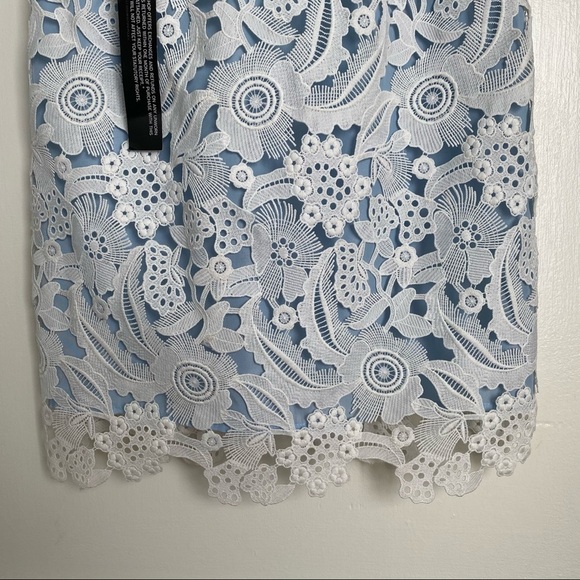 TOPSHOP Lace Mini Dress White Baby Blue size 4 - Picture 9 of 13